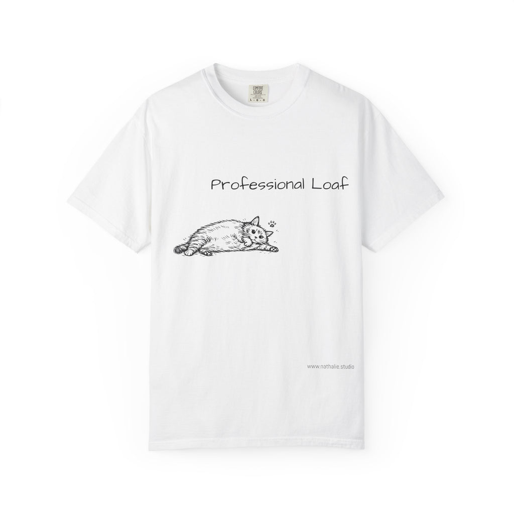 T-Shirt — "Professional Loaf" Cat Tee (Will Fly for Food)