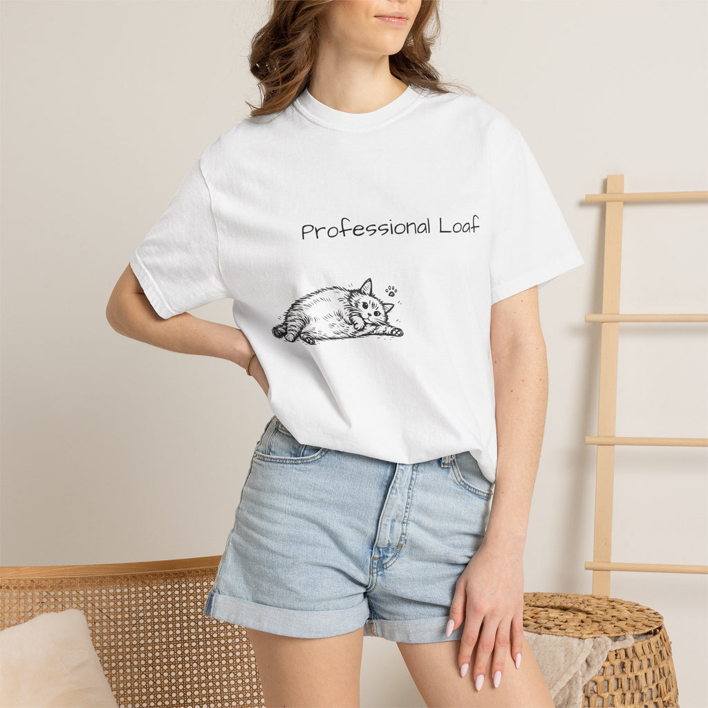 T-Shirt — "Professional Loaf" Cat Tee (Will Fly for Food)