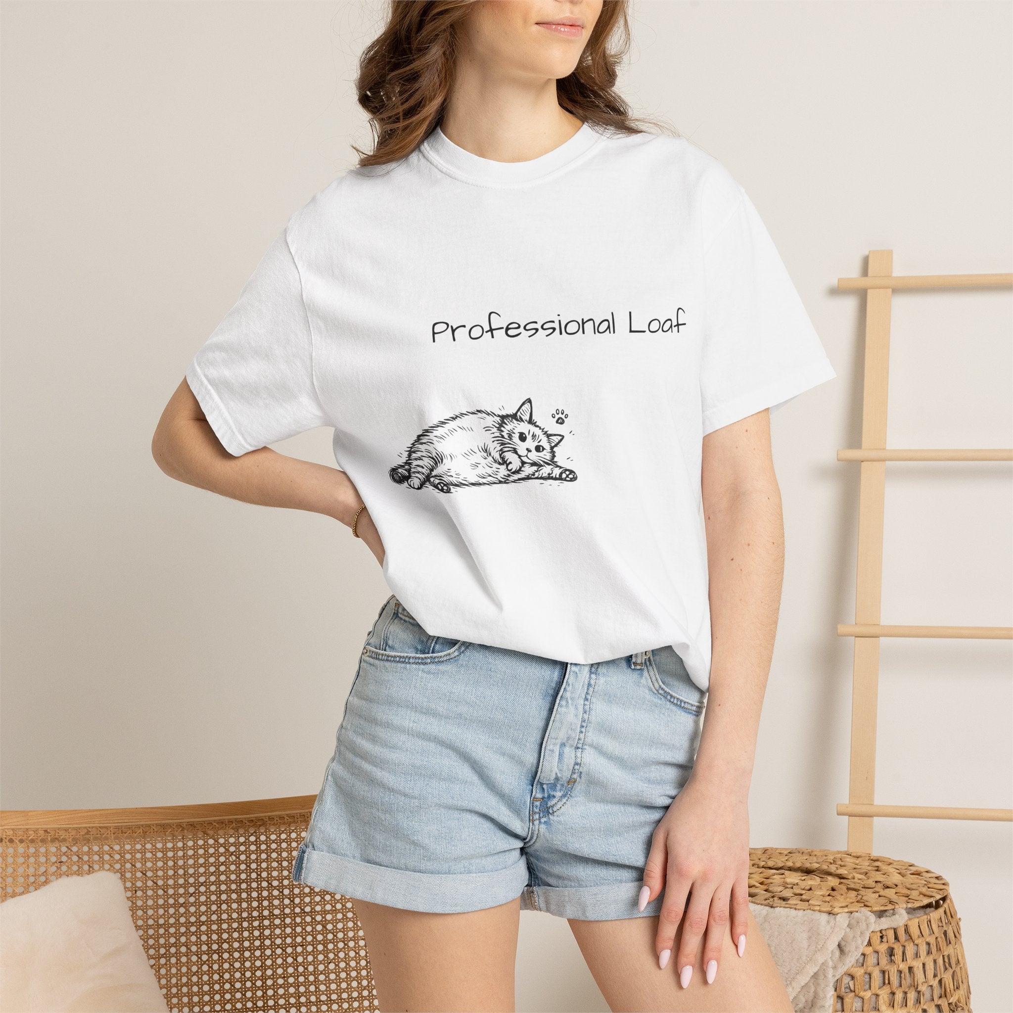 T-Shirt — "Professional Loaf" Cat Tee (Will Fly for Food)