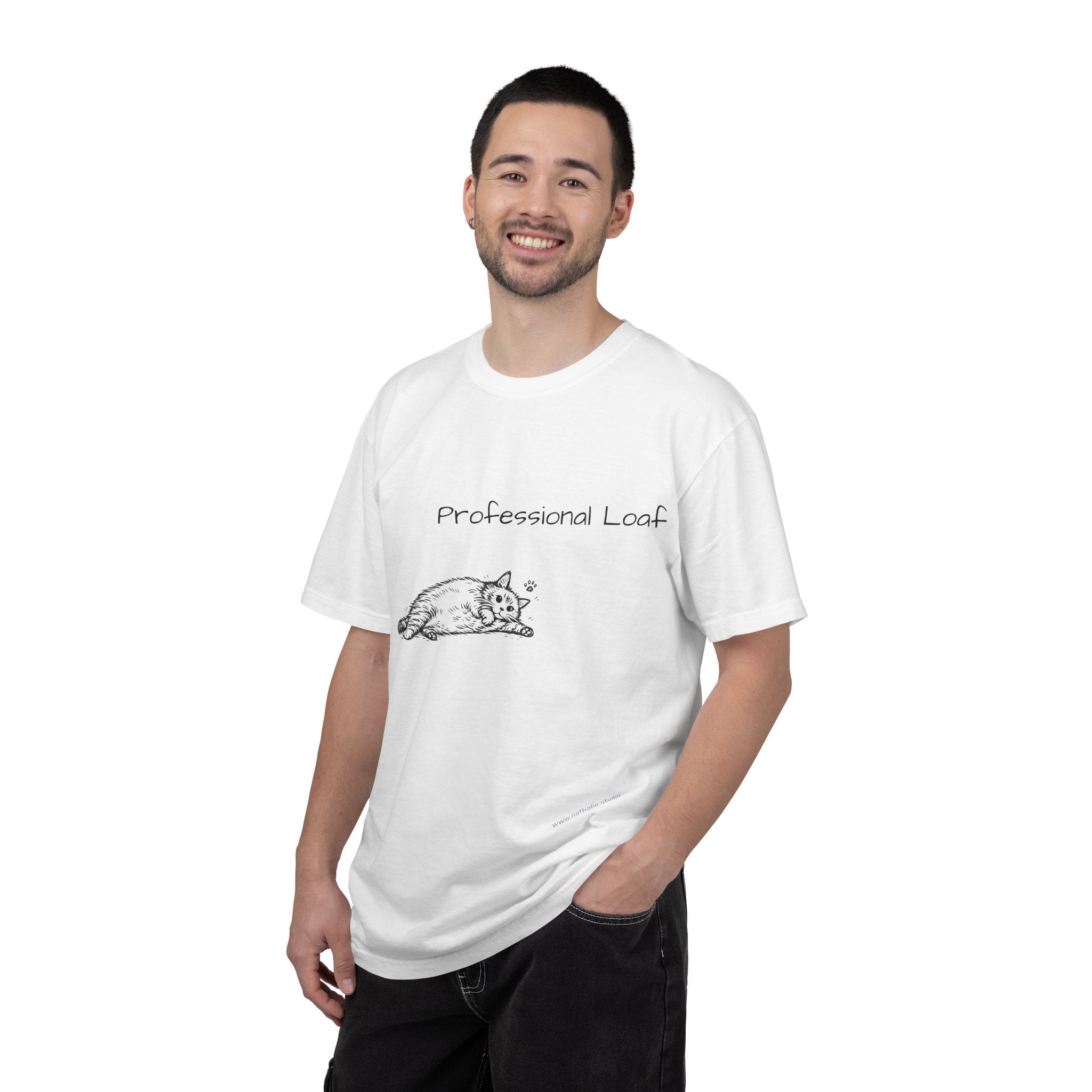 T-Shirt — "Professional Loaf" Cat Tee (Will Fly for Food)